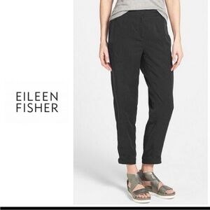 NWT Eileen Fisher Black 100% Tencel Twill Utility Ankle Pant Size Medium